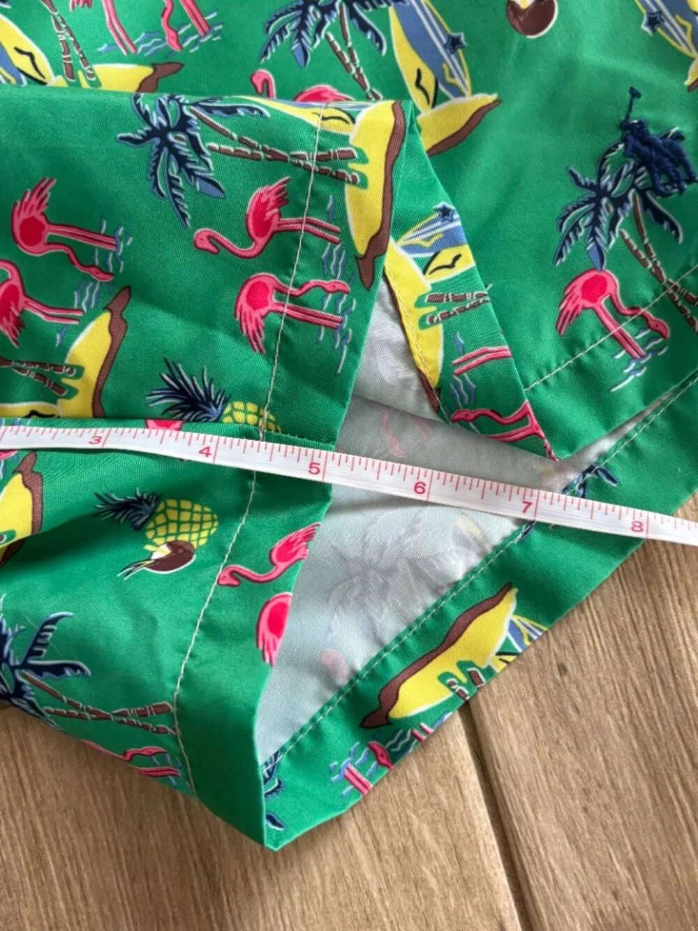 Polo Ralph Lauren Traveler Swim Trunks Men's Medium Green Flamingo Lined Summer